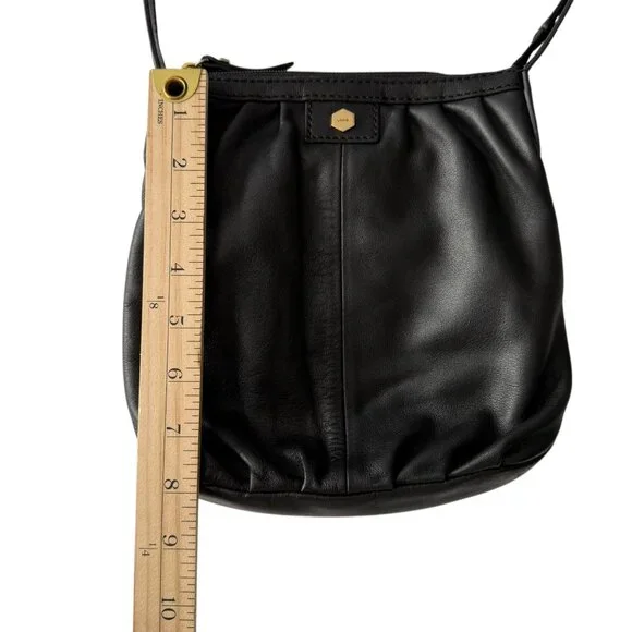 Lodis Black Leather Crossbody Bag Adjustable Strap Interior Staining AS IS - Picture 4 of 14